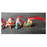 Set of Miniature Christmas Ornaments Assorted Santa and Holiday Figures