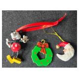 Collection of Miniature Christmas Ornaments with Mice, Santa, and Holiday Designs