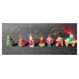Collection of Miniature Christmas Ornaments with Mice, Santa, and Holiday Designs