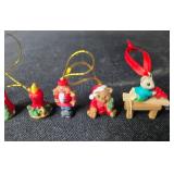 Collection of Miniature Christmas Ornaments with Mice, Santa, and Holiday Designs