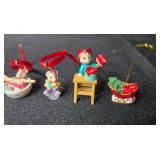 Collection of Miniature Christmas Ornaments with Mice, Santa, and Holiday Designs
