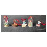 Set of Miniature Christmas Ornaments with Mice, Animals, and Holiday Scenes