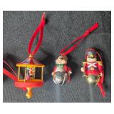 Set of Miniature Christmas Ornaments with Mice, Animals, and Holiday Scenes