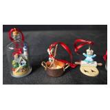 Set of Miniature Christmas Ornaments with Mice, Animals, and Holiday Scenes