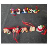 Set of Christmas Mini Ornaments Including Snoopy and Santa Claus Couples