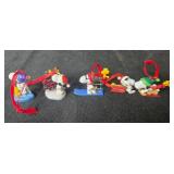 Set of Christmas Mini Ornaments Including Snoopy and Santa Claus Couples