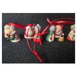 Set of Christmas Mini Ornaments Including Snoopy and Santa Claus Couples