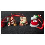 Set of Christmas Mini Ornaments Including Snoopy and Santa Claus Couples