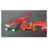 Set of Hallmark Peanuts Snoopy Miniature Christmas Ornaments with Cars