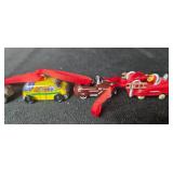 Set of Holiday and Toy-themed Miniature Ornaments with Red Ribbons