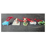 Set of Vintage Miniature Christmas Ornaments with Ribbons