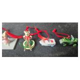 Set of Vintage Miniature Christmas Ornaments with Ribbons