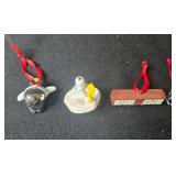 Set of Vintage Miniature Christmas Ornaments with Ribbons