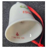 Set of Hallmark Miniature Christmas Ornaments Including Bells, Thimbles, and Characters