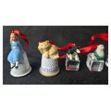 Set of Miniature Holiday and Themed Ornaments with Animals and Alice in Wonderland Figures