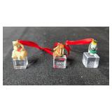 Collection of Miniature Holiday Ornaments with Red Ribbons