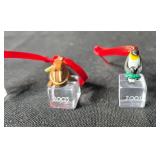Collection of Miniature Holiday Ornaments with Red Ribbons