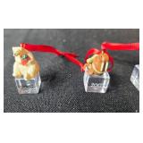 Collection of Miniature Holiday Ornaments with Red Ribbons