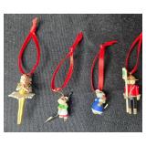 Collection of Miniature Holiday Ornaments with Red Ribbons