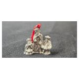 Collection of Vintage Christmas Ornaments Including Pewter Figures and Miniatures