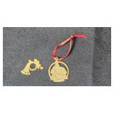 Set of Vintage Christmas Tree Ornaments Assorted Resin and Brass