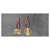 Set of Vintage Christmas Tree Ornaments Assorted Resin and Brass
