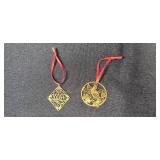 Set of Vintage Christmas Tree Ornaments Assorted Resin and Brass