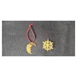 Set of Vintage Christmas Tree Ornaments Assorted Resin and Brass