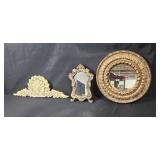 Set of Ornate Vintage-Style Wall Decor and Table Mirrors
