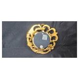 Set of Ornate Gold Wall Mirrors and Decorative Shell Bookends