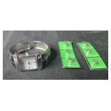 Winnci Quartz Cuff Wristwatch with Extra Button Cell Batteries