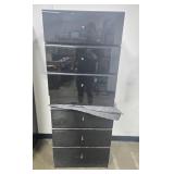 MCM Black Metal 6-Drawer Cabinet with Modular Storage Inserts, 30x23x16 in