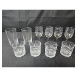 Set of 10 Mixed Glassware Tumblers and Wine Glasses