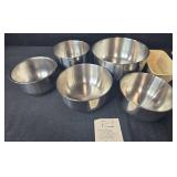 Set of Stainless Steel Mixing Bowls with Ceramic Mini Loaf Pans and Spoon