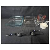 Kitchen Bakeware and Measuring Set with Glass Dishes and Measuring Tools