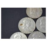 Lot of 10 Franklin Half Dollar Coins 1958-1963