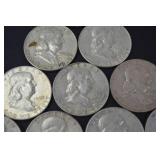 Lot of 10 Franklin Half Dollar Coins 1958-1963