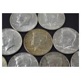 Lot of Kennedy Half Dollars, 1965-1969, 40 Silver Coins