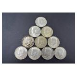 Group of 10 Kennedy Half Dollars 1966-1969
