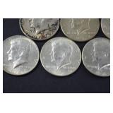 Group of 10 Kennedy Half Dollars 1966-1969