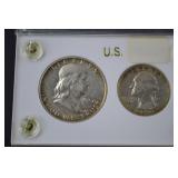 U.S. Coin Set with 1950 Franklin Half Dollar, Quarters, and More