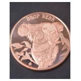 Lot of .999 Fine Copper Rounds - Drop Bear Design - 1 AVDP Oz Each