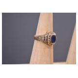 10k Gold Ring with Blue Stone, 5.76 Grams, Size 6