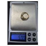 10k Gold Ring with Blue Stone, 5.76 Grams, Size 6