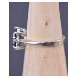 14k White Gold Ring with Blue and Clear Stones, 2.75g