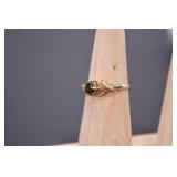 18k Gold Ring with Black Sapphire, Size 6, 1.78 Grams