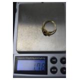 18k Gold Ring with Black Sapphire, Size 6, 1.78 Grams
