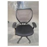 Black Mesh-Back Rolling Office Chair with Armrests
