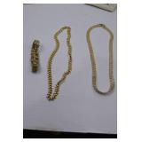 2 Gold-Tone Necklaces and 1 Bracelet Assortment