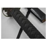 Japanese Style Katana Sword with Black Scabbard and Decorative Handle